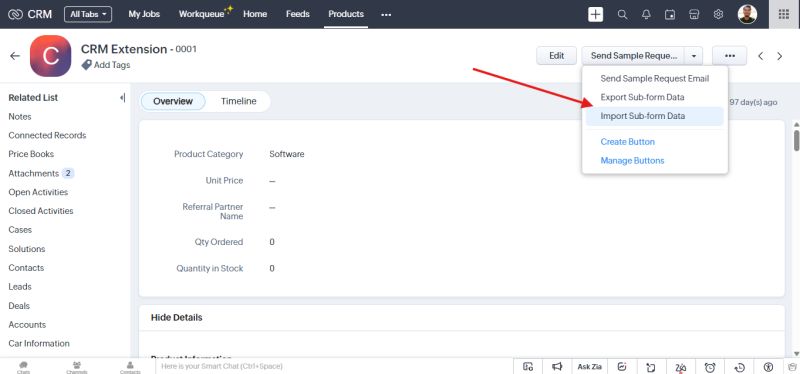 Subform workflows